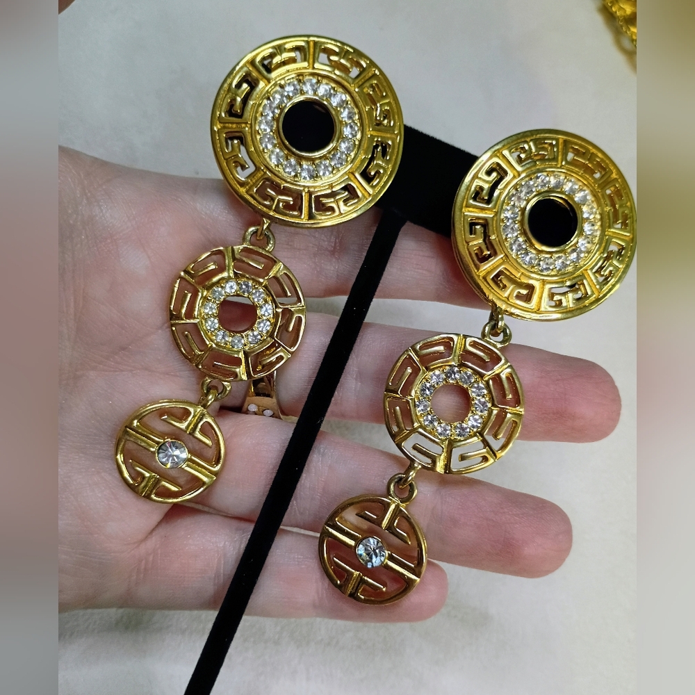 SOLD: Givenchy Vintage RARE Crystal Logos Clip-on Earrings